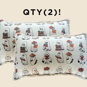 Cynthia Rowley Halloween Pillow Ghost Pumpkin Decor Fringed Accent Throw